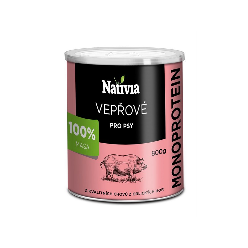 Nativia monoproteínová konzerva pre psov 800 g bravčová