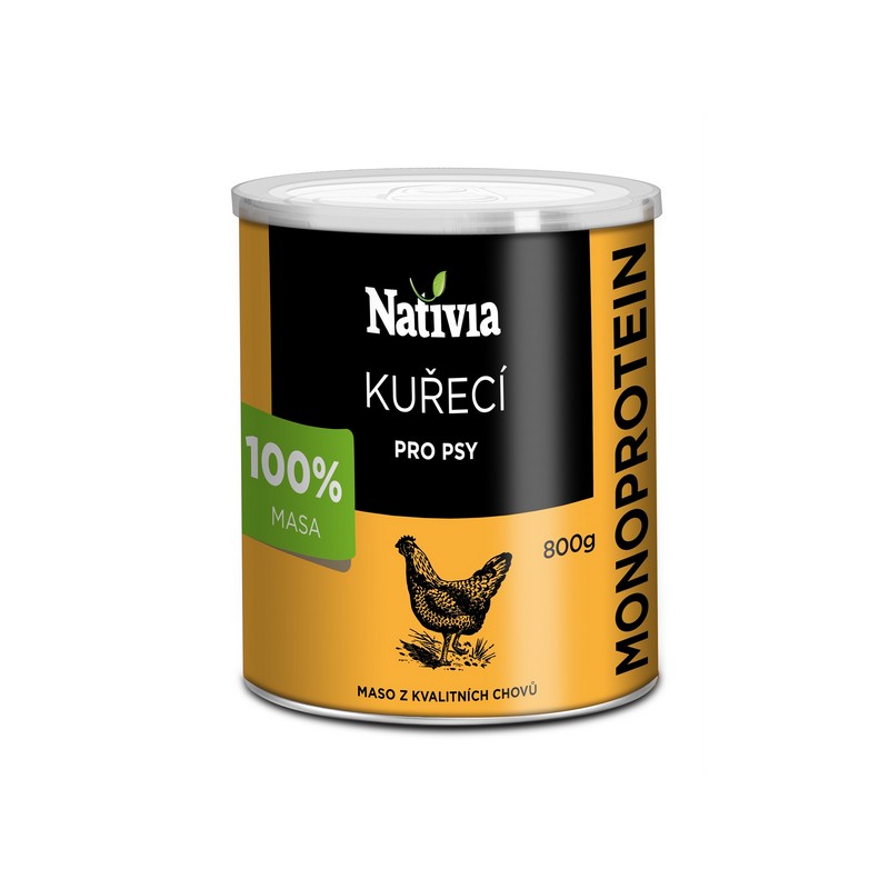 Nativia monoproteínová konzerva pre psov 800 g kura