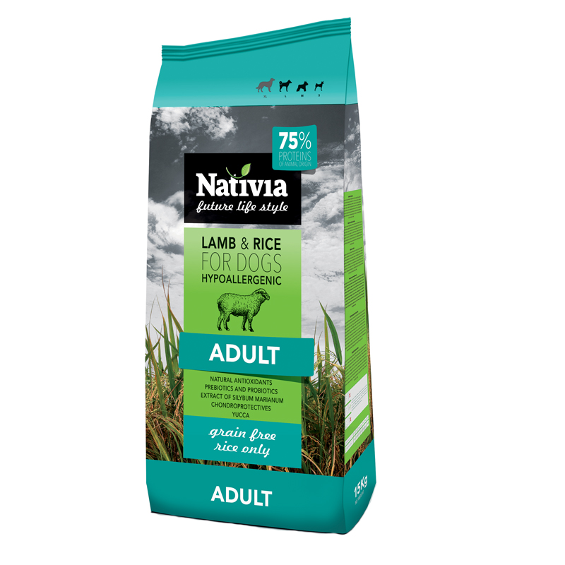 Nativia lamb and rice hypoalergénne granule pre dospelých psov 15 kg