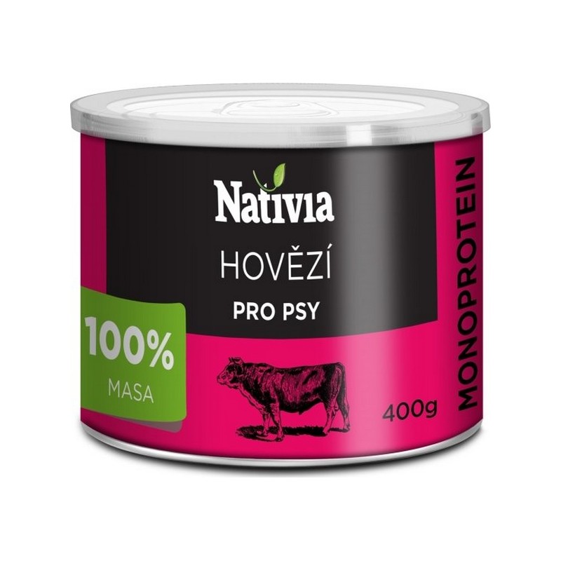 Nativia monoproteínová konzerva pre psov 400 g hovädzia
