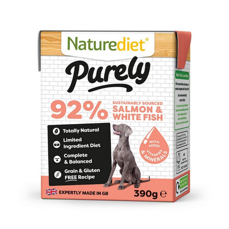 Naturediet Purely salmon and white fish 390g konzerva pre psov