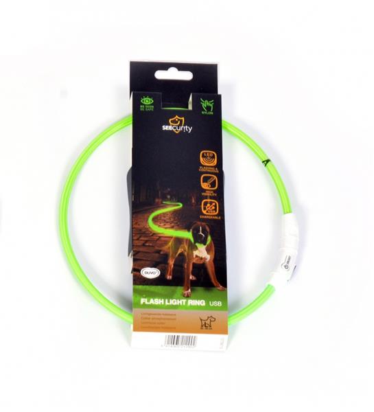 Obojok DUVO+ LED Svietiaci dog zelený nylonový 25 - 35 cm