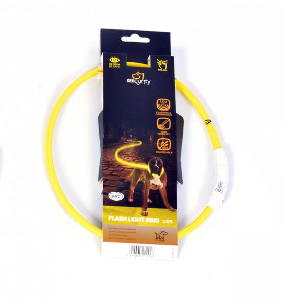 Obojok DUVO+ LED Svietiaci dog žltý nylonový 25 - 35 cm