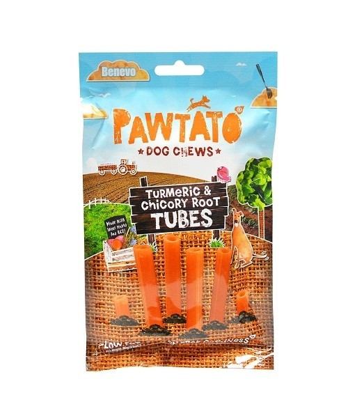 Benevo Pawtato tubes turmeric & chicory root, 90 g vegánske pamlsky