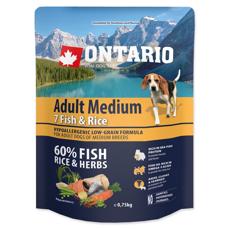 Ontario adult medium Fish & Rice 0,75kg