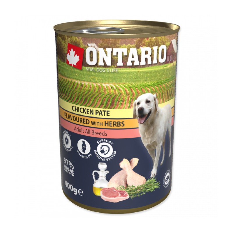 Ontario konzerva pre psov Chicken pate with herbs 400g