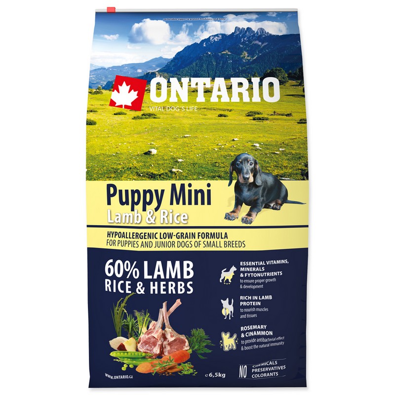 Ontario puppy mini lamb and rice 6,5 kg granule pre psov