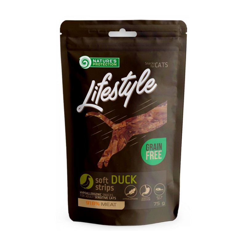 Pamlsok Natures P Lifestyle cat soft duck strips 75 g