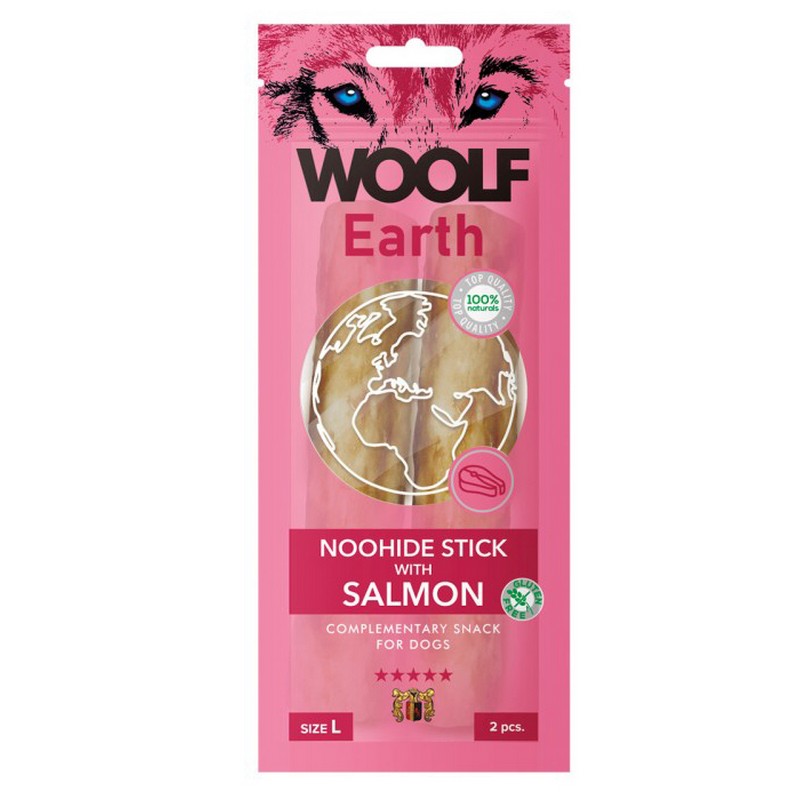 Pamlsok Woolf Dog Earth NOOHIDE L Stick with Salmon 85 g - 2ks