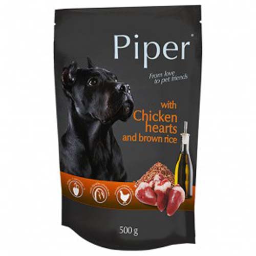 PIPER ADULT 500g  - kapsička pre psov kuracie srdce a hnedá ryža