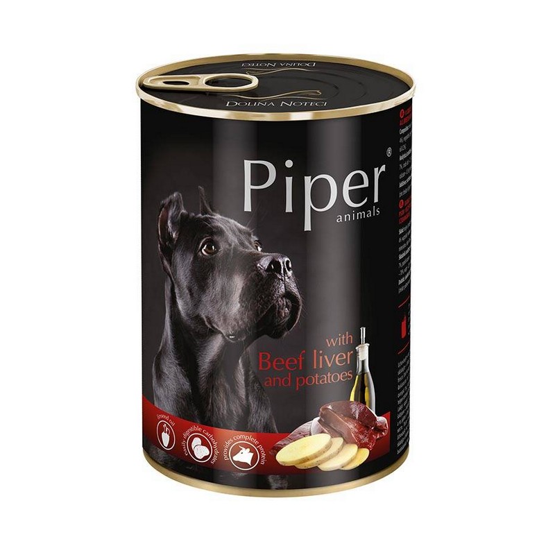 PIPER konzerva pre psov hovädzia pečeň a zemiaky 400g