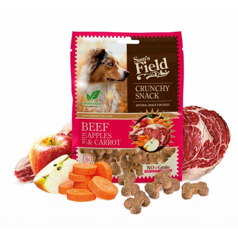 Sam´s Field crunchy cracker pre psov s hovädzím mäsom a jablkom 200g