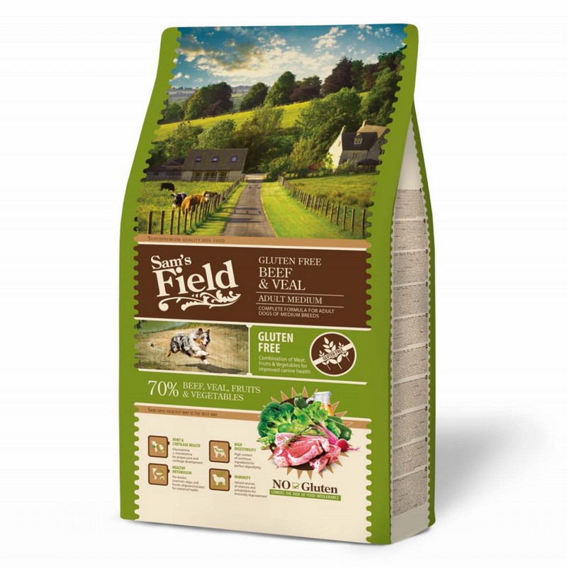 Sams Field gluten free Adult medium  Beef & veal 2,5kg