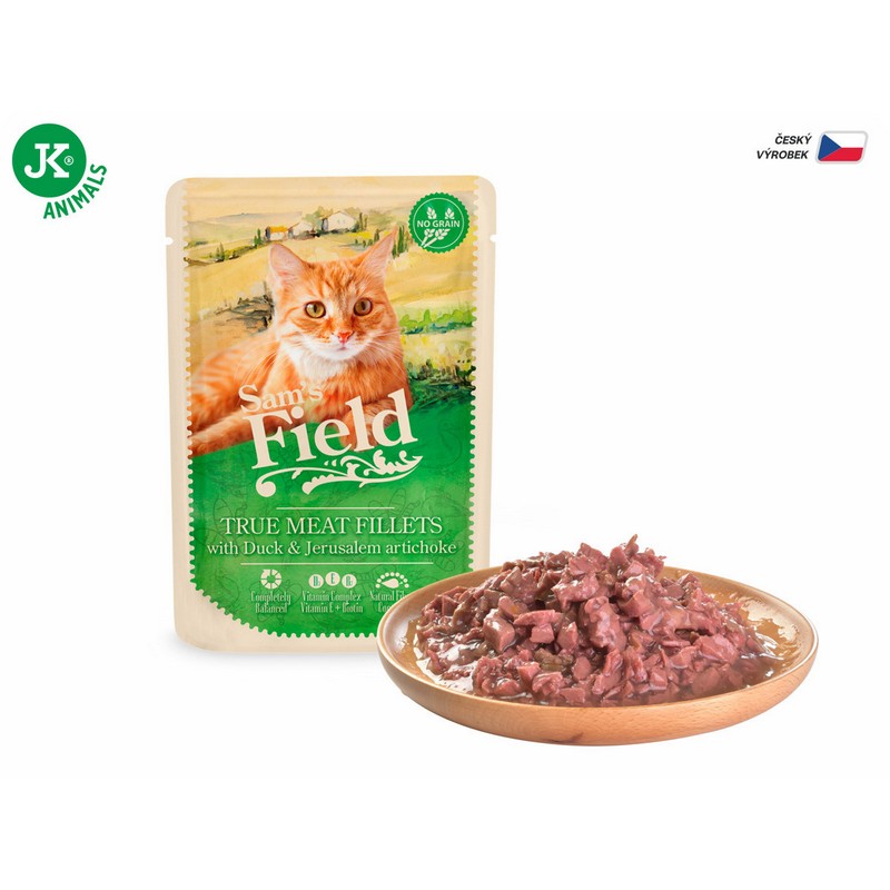 Sam´s Field kapsička pre mačky s kačacím mäsom a topinamburom 85g