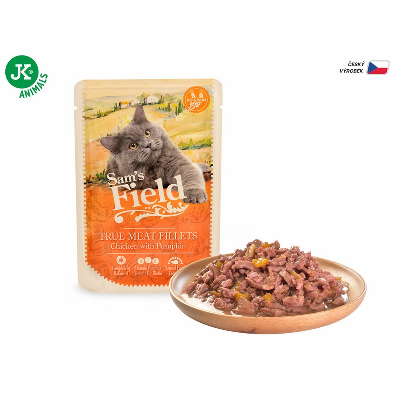 Sam´s Field kapsička pre mačky s kuracím mäsom a tekvicou 85g