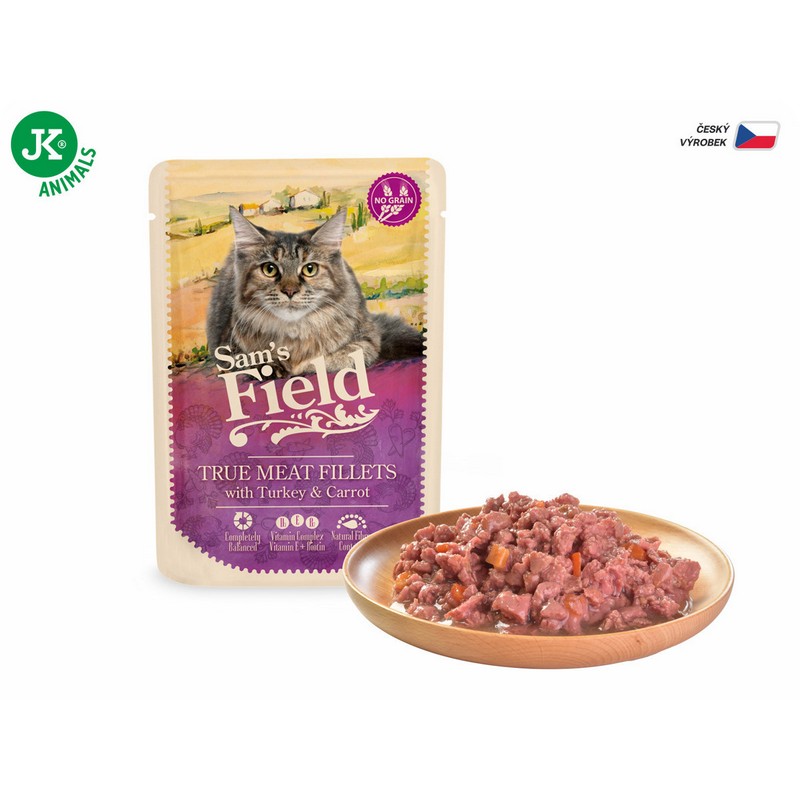 Sam´s Field kapsička pre mačky s morčacím mäsom a mrkvou 85g