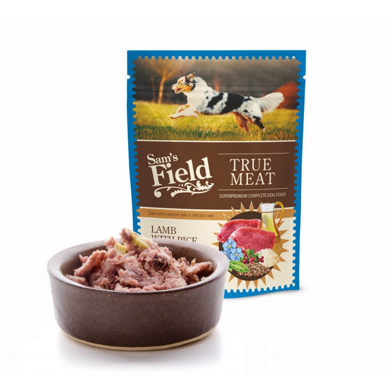 Sam´s Field kapsička pre psov s jahňacím mäsom, ryžou a hráškom 260g