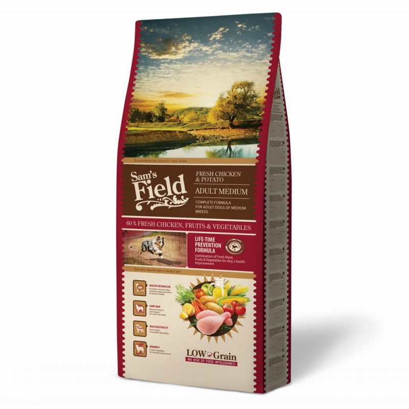 Sams Field low grain Adult medium chicken & potato 13kg