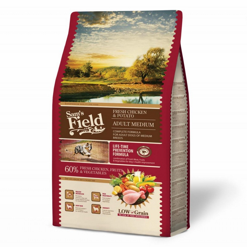 Sams Field low grain Adult medium chicken & potato 2,5kg