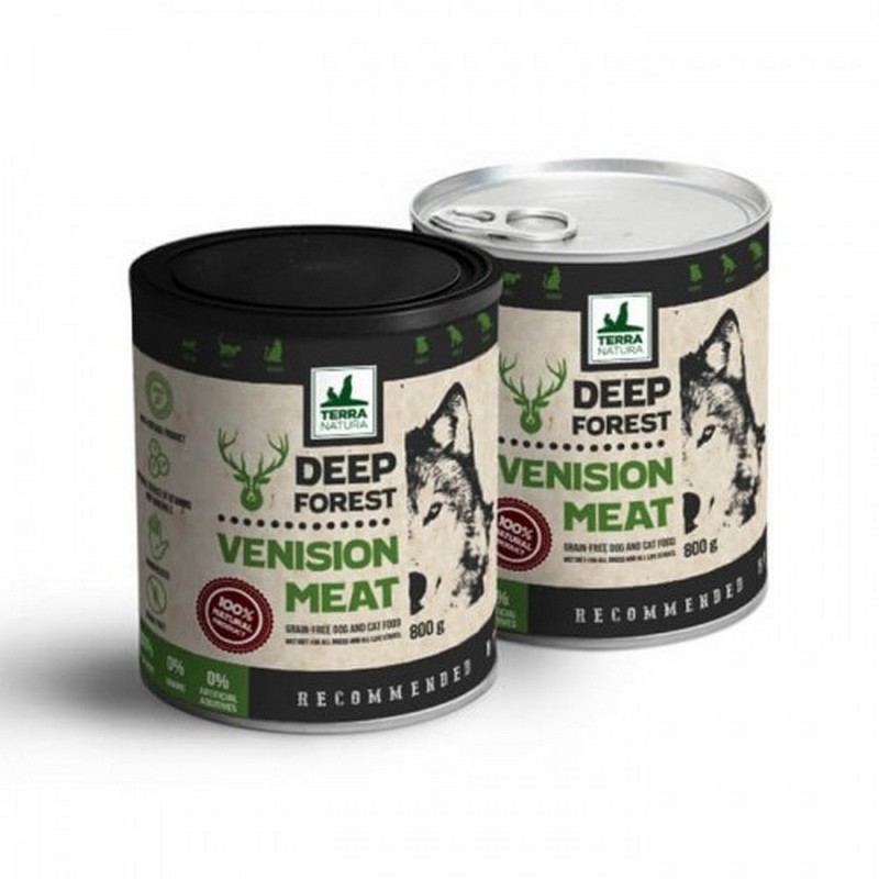 Terra Natura konzerva pre psov Deep Forest venison meat 800 g