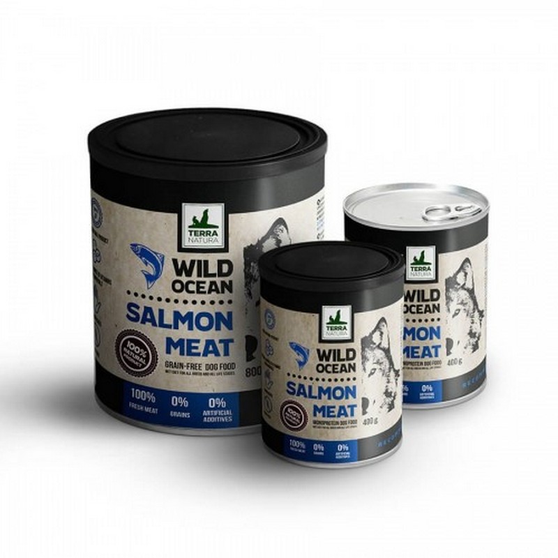 Terra Natura konzerva pre psov Wild ocean salmon meat 800 g