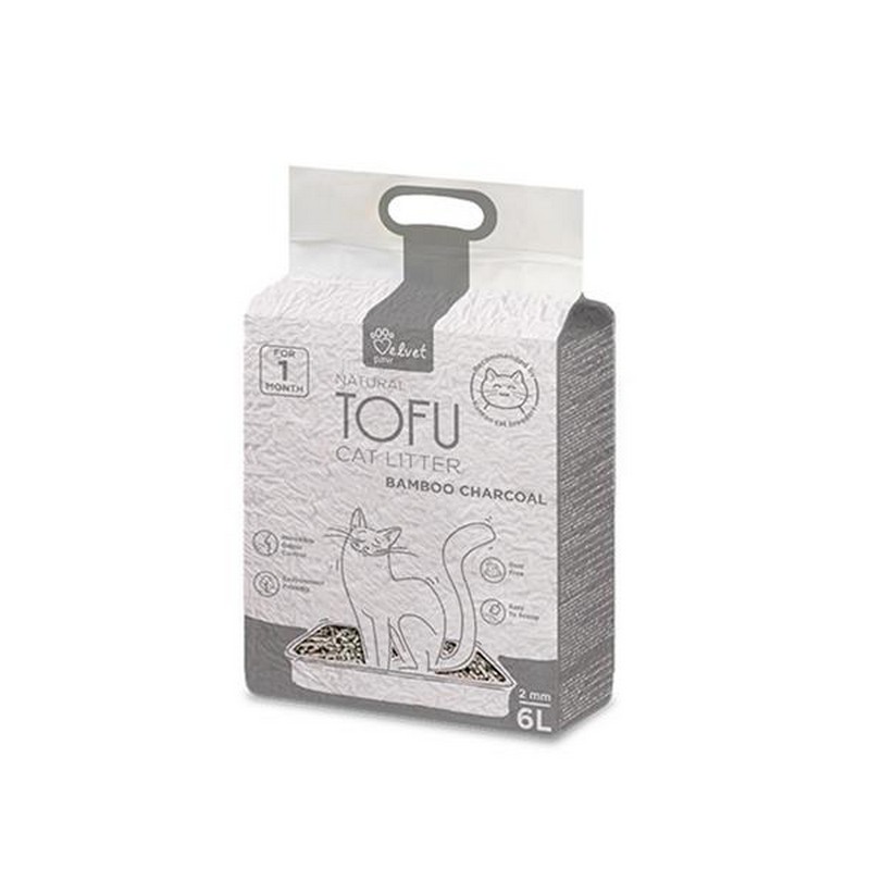 Tofu podstielka s bambusovým uhlím pre mačky 6l