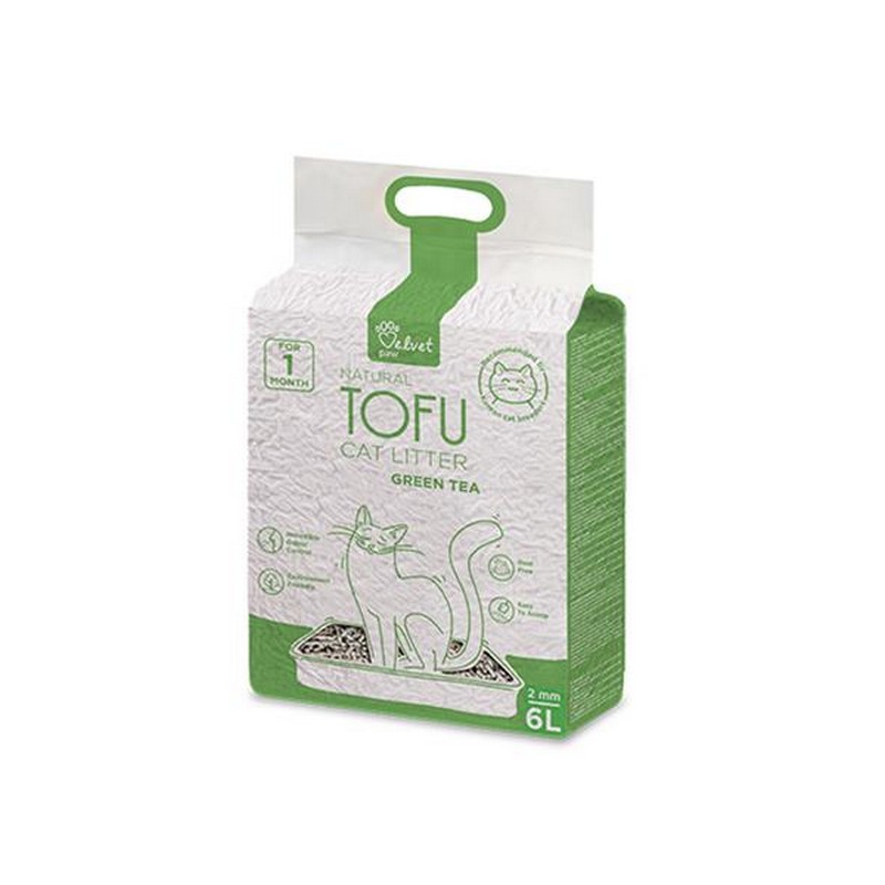 Tofu podstielka s extraktom zo zeleného čaju pre mačky 6l