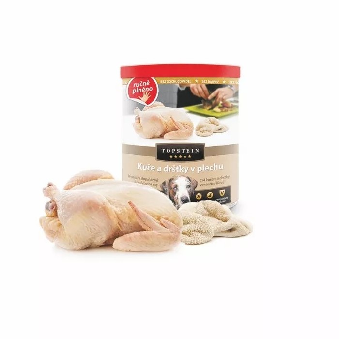 Topstein konzerva pre psov kura a drky v plechu 800g