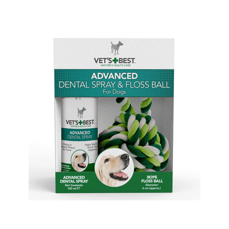 Vet's best dentálny sprej 120 ml a lano pre psy