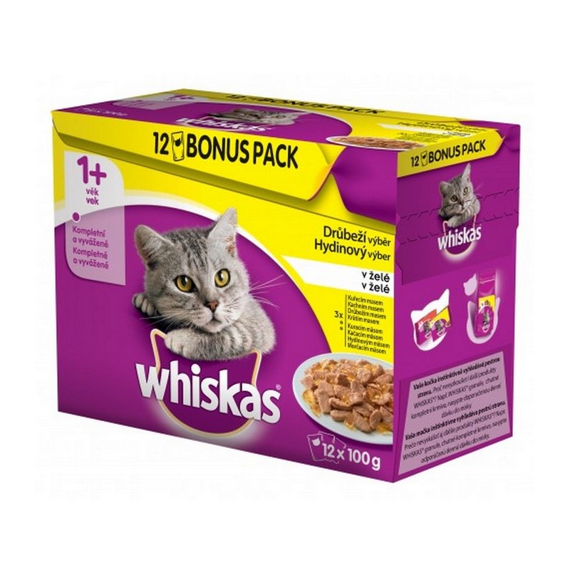 Whiskas Casserole hydinový výber v želé kapsičky pre dospelé mačky 12 x 85 g
