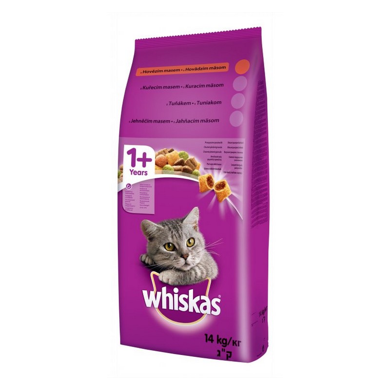 Whiskas cat adult granule pre dospelé mačky s hovädzím mäsom 14 kg