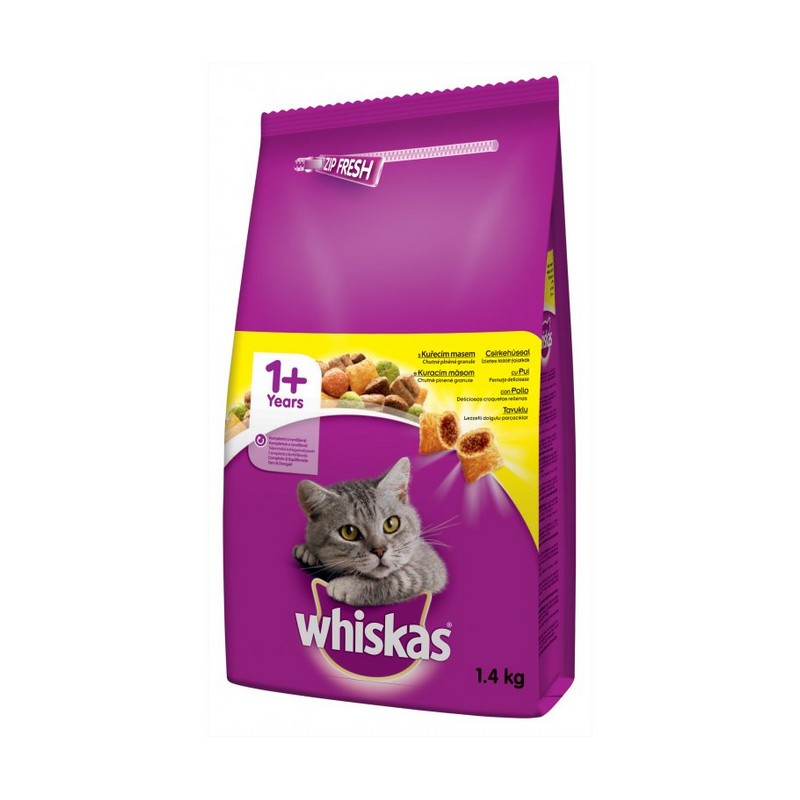 Whiskas cat adult granule pre dospelé mačky s kuracím mäsom 1,4 kg