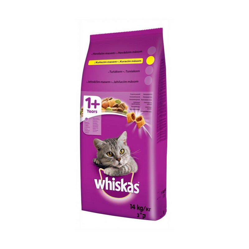 Whiskas cat adult granule pre dospelé mačky s kuracím mäsom 14 kg