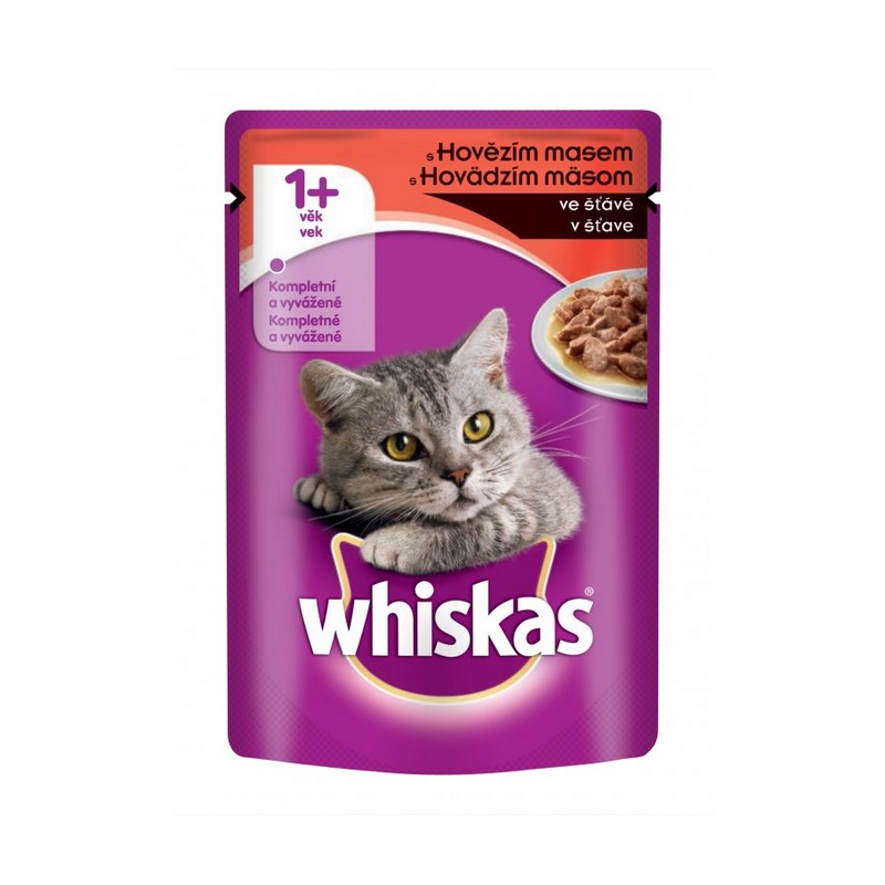 Whiskas cat adult hovädzie mäso v šťave kapsička pre dospelé mačky 100 g