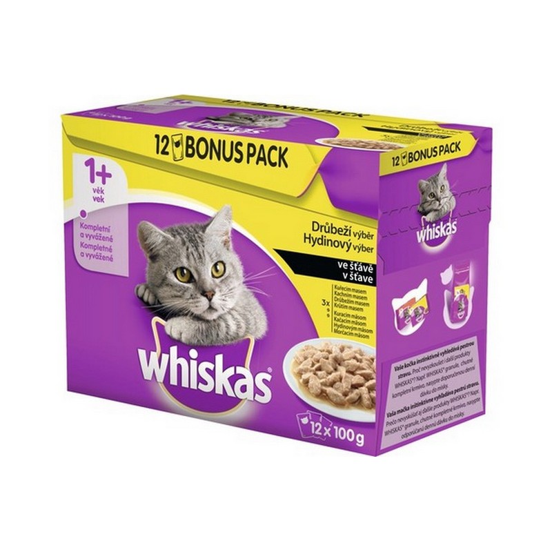 Whiskas hydinový výber v šťave kapsičky pre dospelé mačky 12 x 100 g