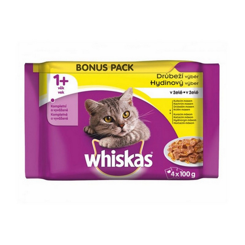 Whiskas hydinový výber v želé kapsičky pre mačky 4 x 100 g