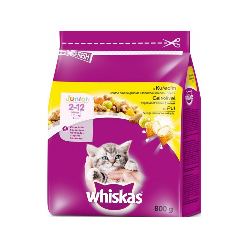 Whiskas junior cat granule pre maiatka s kuracm msom 800 g