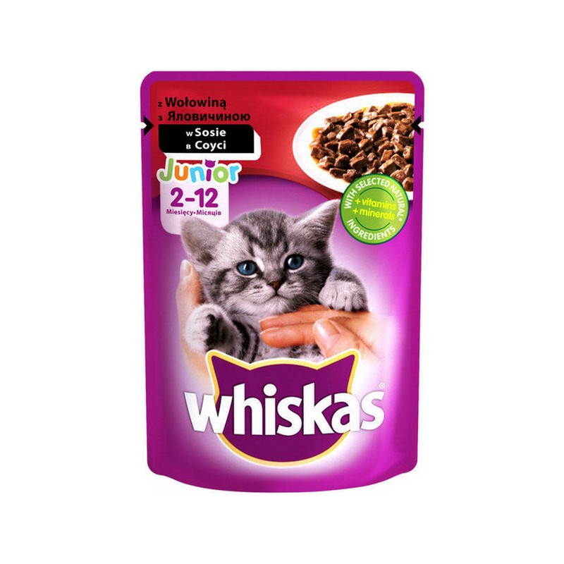 Whiskas Junior cat hovädzie mäso v šťave kapsička pre mačiatka 100 g