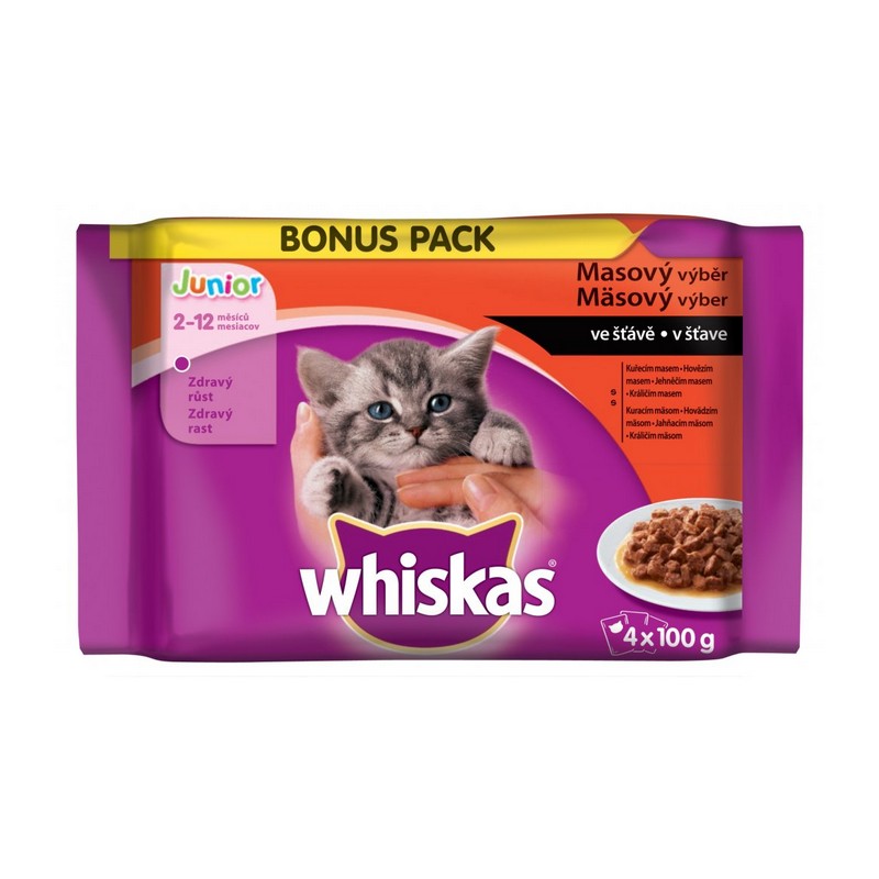 Whiskas Junior klasik vber v ave kapsiky pre maiatka 4 x 100 g