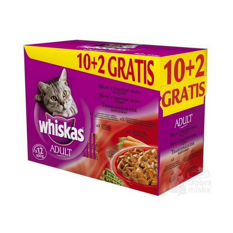 Whiskas mäsový výber v šťave kapsičky pre dospelé mačky 12 x 100 g