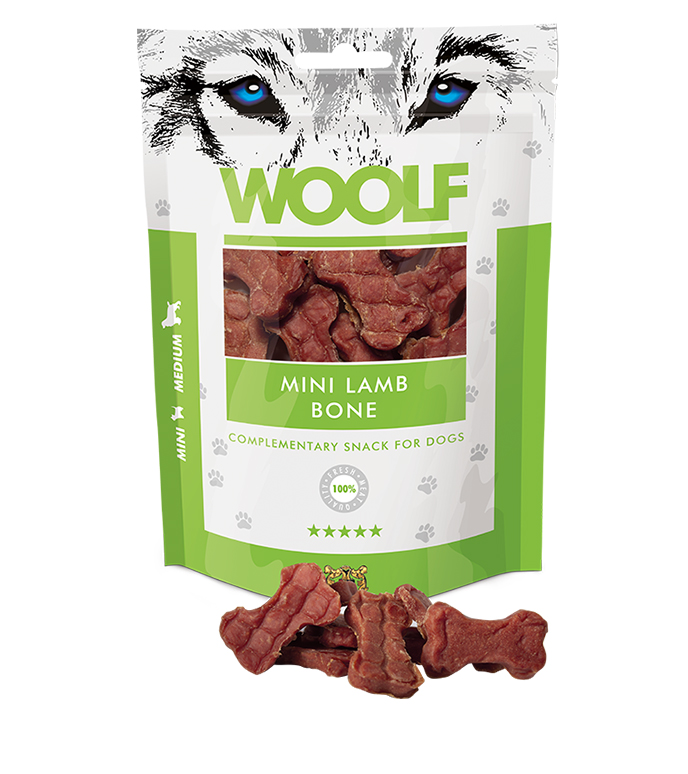 WOOLF pochúťka pre psov: mini kosť z jahňacieho mäsa - 100g