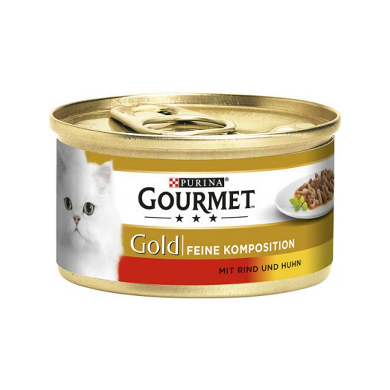 Gourmet gold pre mačky s hovädzím a kuraťom 85 g